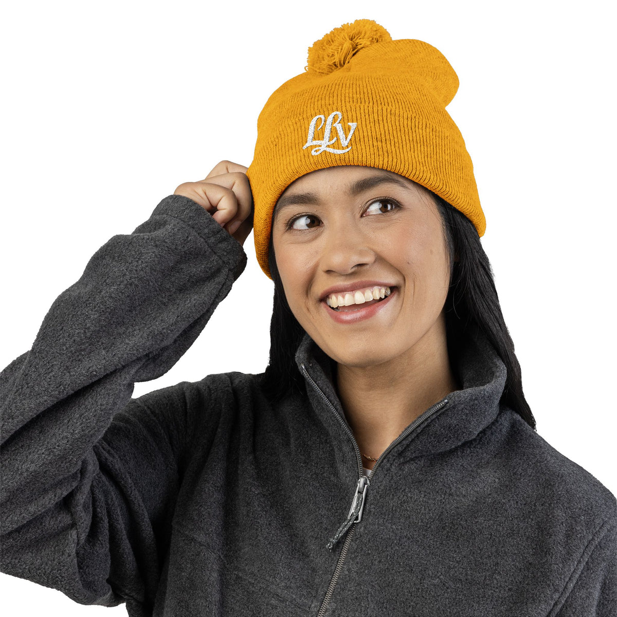 Embroidered Pom-Pom Knit Beanie — LLV Winter Hat
