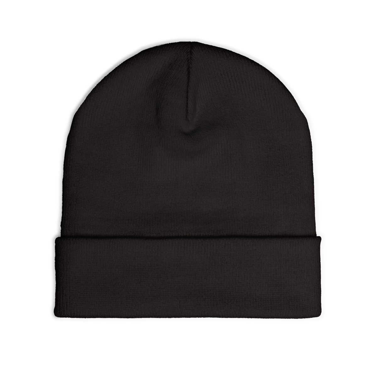 Embroidered LLV Knit Beanie – Cozy Black Cuffed Winter Hat