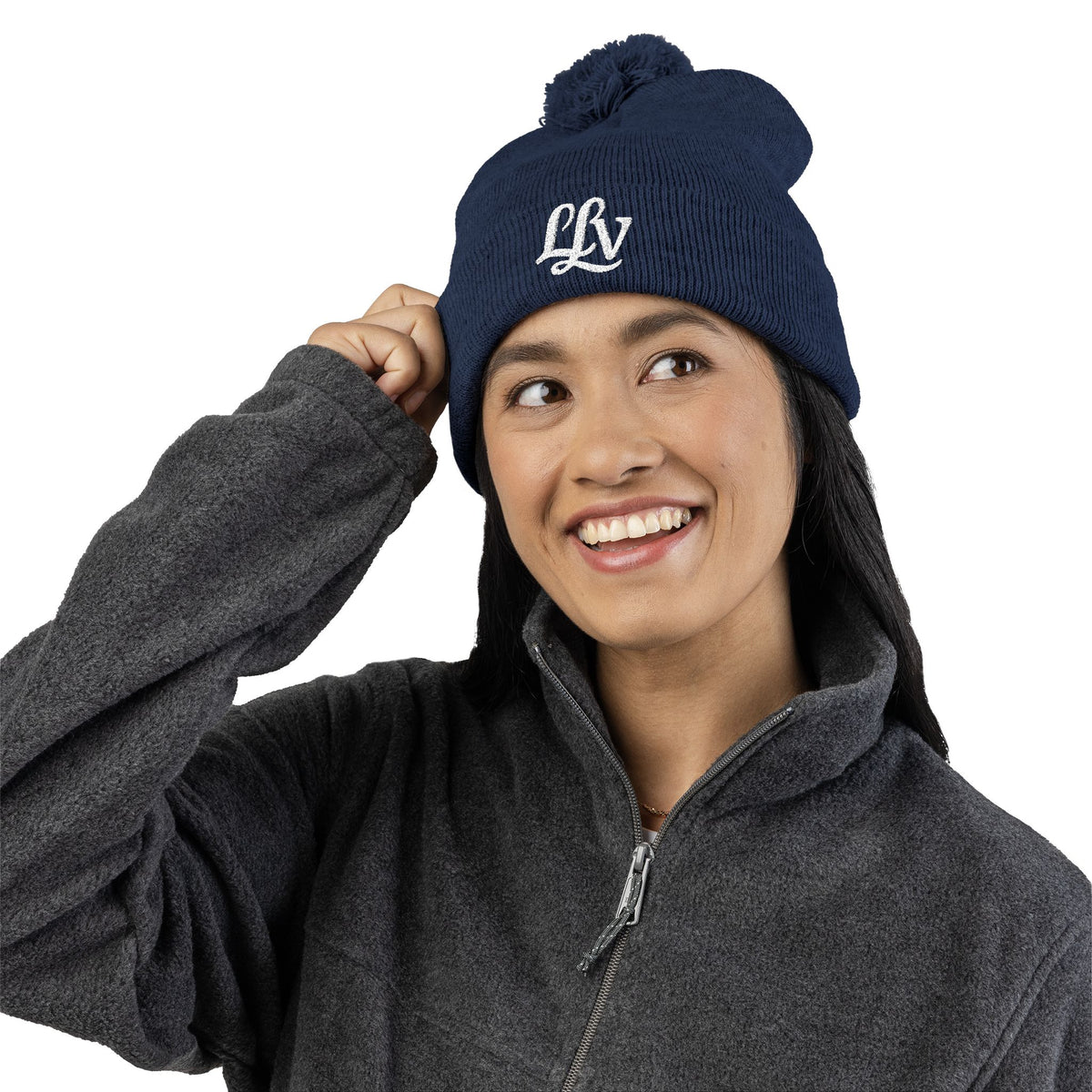 Embroidered Pom-Pom Knit Beanie — LLV Winter Hat