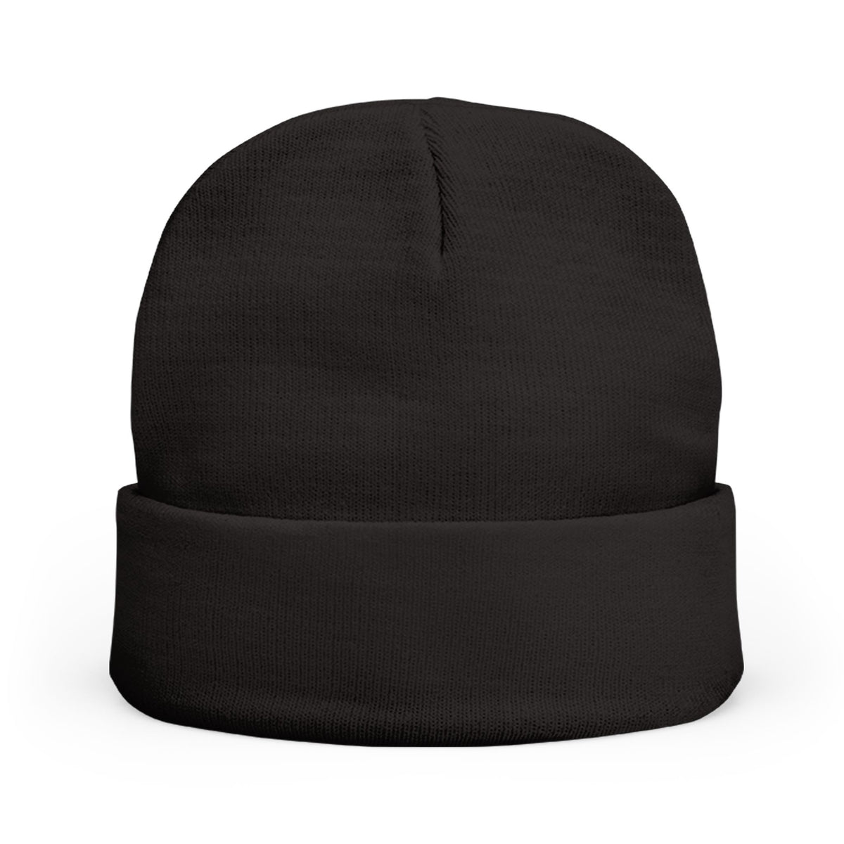 Embroidered LLV Knit Beanie – Cozy Black Cuffed Winter Hat