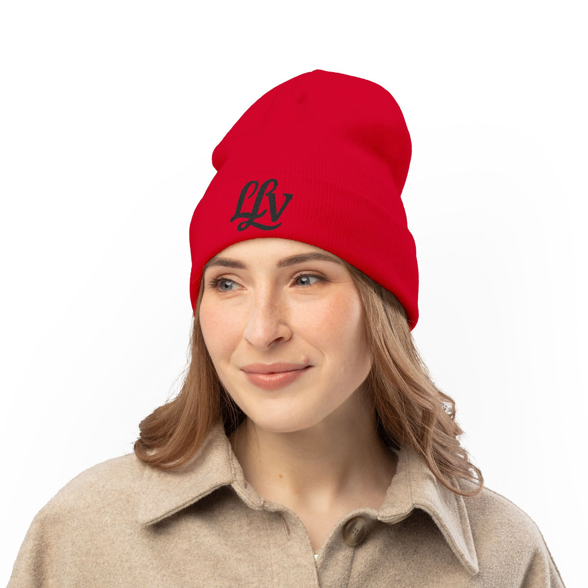 Embroidered LLV Script Knit Beanie