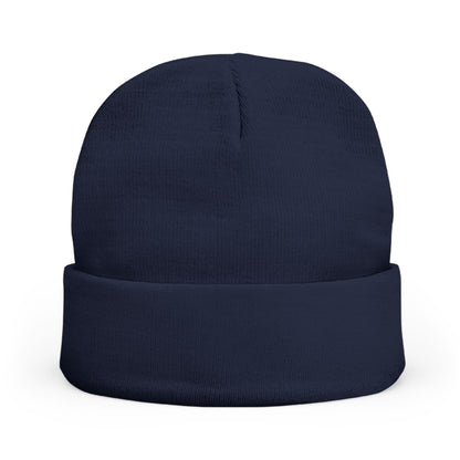 Embroidered LLV Knit Beanie – Cozy Black Cuffed Winter Hat