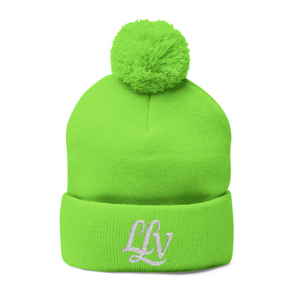 Embroidered Pom-Pom Knit Beanie —  LLV Winter Hat