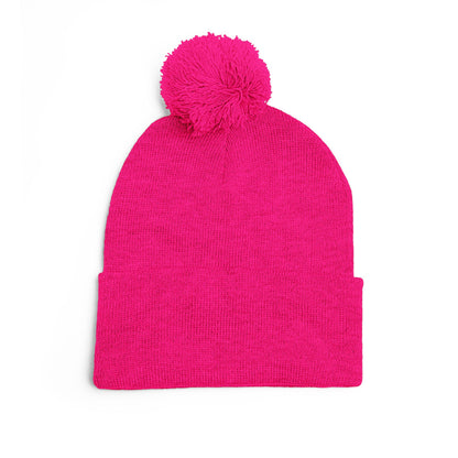 Embroidered Pom-Pom Knit Beanie —  LLV Winter Hat