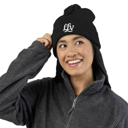 Embroidered Pom-Pom Knit Beanie —  LLV Winter Hat