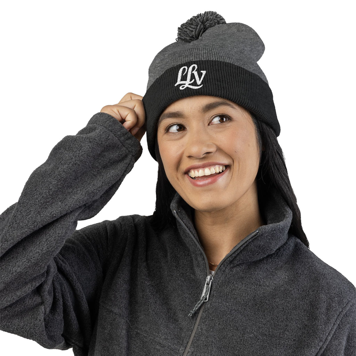 Embroidered Pom-Pom Knit Beanie —  LLV Winter Hat