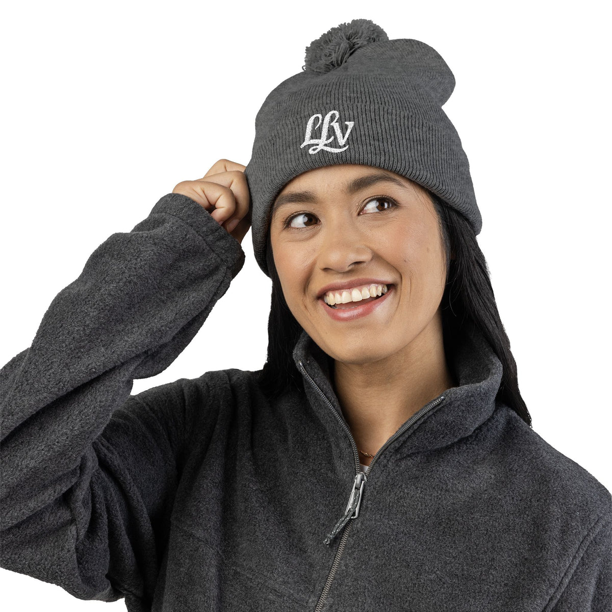 Embroidered Pom-Pom Knit Beanie —  LLV Winter Hat