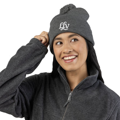 Embroidered Pom-Pom Knit Beanie —  LLV Winter Hat