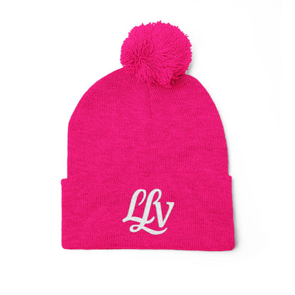 Embroidered Pom-Pom Knit Beanie —  LLV Winter Hat