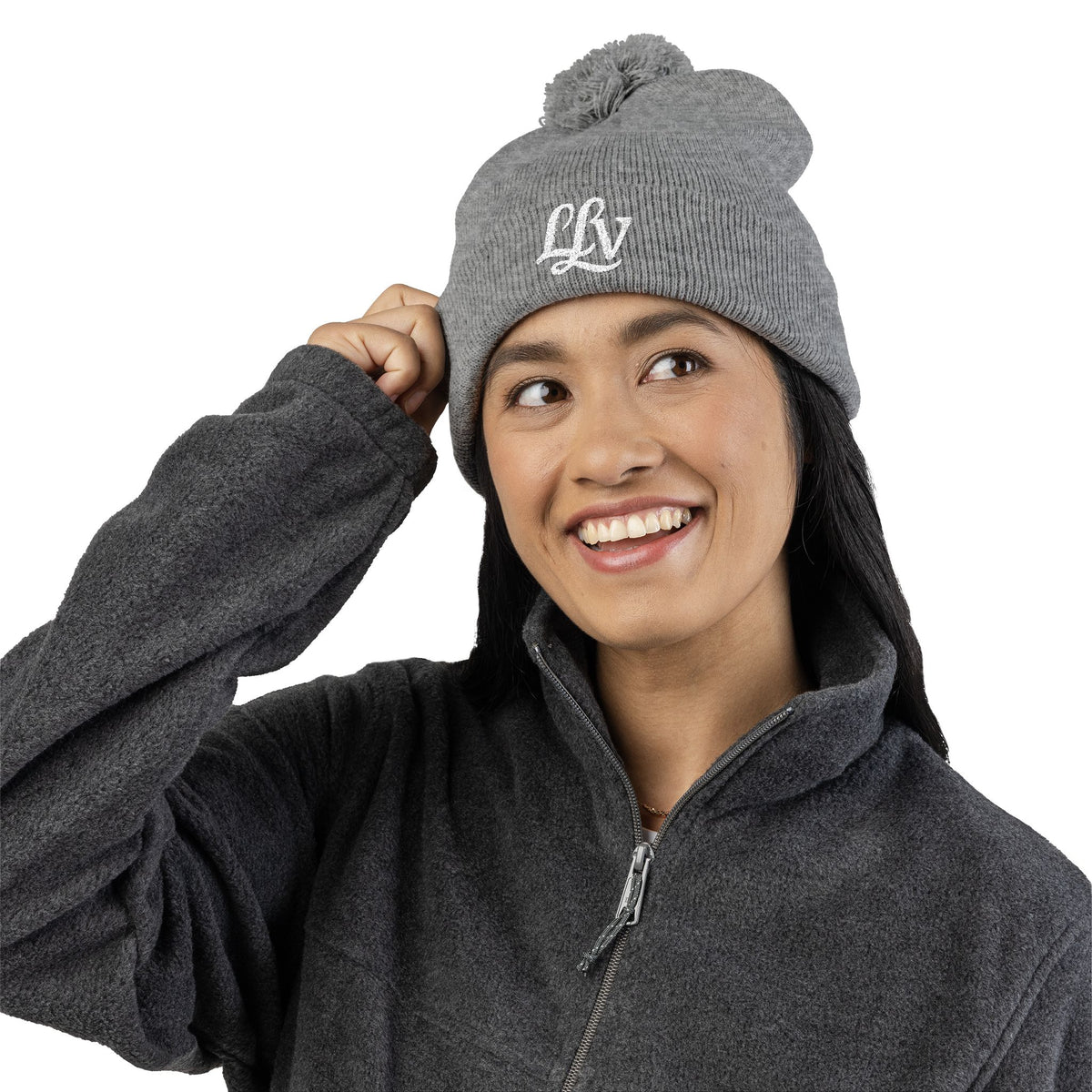 Embroidered Pom-Pom Knit Beanie —  LLV Winter Hat