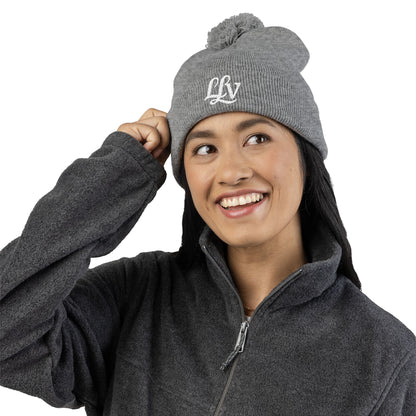 Embroidered Pom-Pom Knit Beanie —  LLV Winter Hat