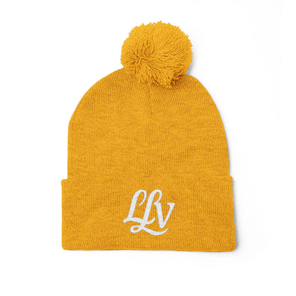 Embroidered Pom-Pom Knit Beanie —  LLV Winter Hat