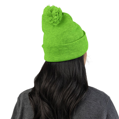 Embroidered Pom-Pom Knit Beanie —  LLV Winter Hat