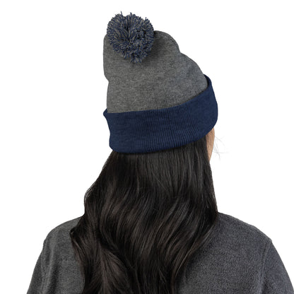 Embroidered Pom-Pom Knit Beanie —  LLV Winter Hat