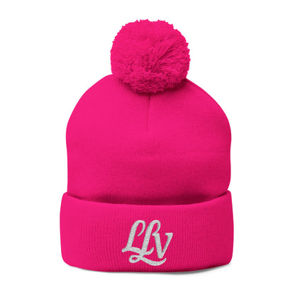 Embroidered Pom-Pom Knit Beanie —  LLV Winter Hat