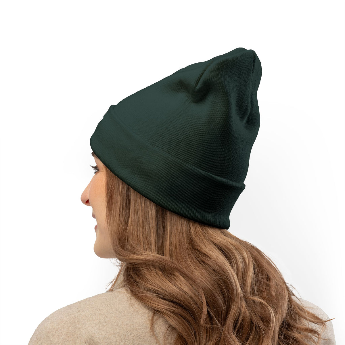 Embroidered LLV Knit Beanie – Cozy Black Cuffed Winter Hat