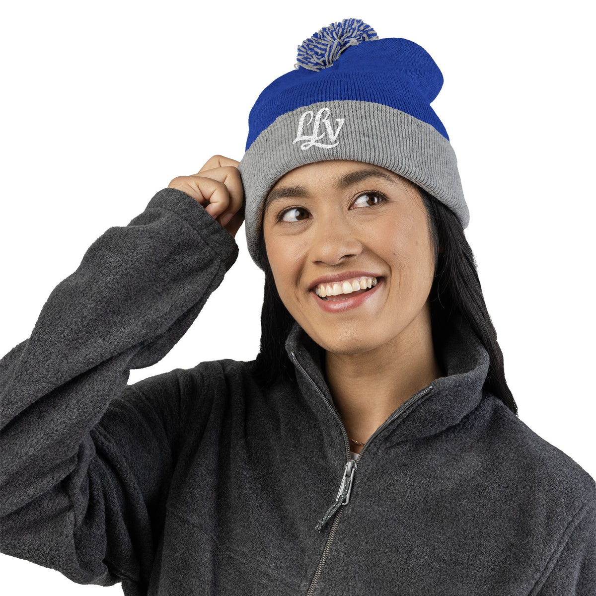 Embroidered Pom-Pom Knit Beanie —  LLV Winter Hat