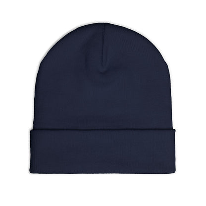 Embroidered LLV Knit Beanie – Cozy Black Cuffed Winter Hat