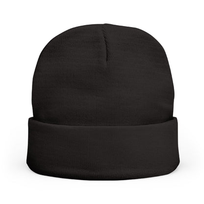 Embroidered LLV Knit Beanie – Cozy Black Cuffed Winter Hat