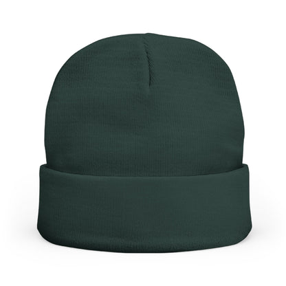 Embroidered LLV Knit Beanie – Cozy Black Cuffed Winter Hat