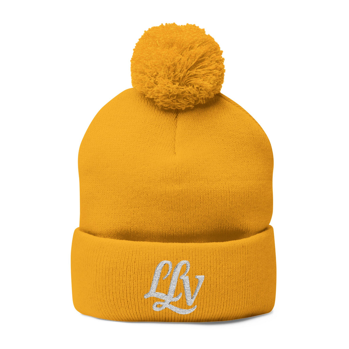 Embroidered Pom-Pom Knit Beanie —  LLV Winter Hat