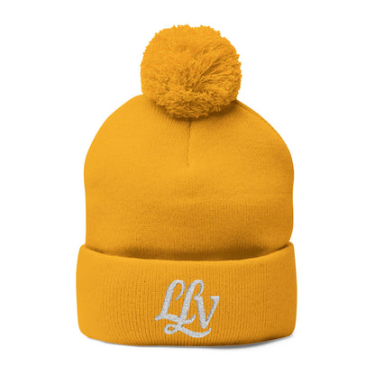 Embroidered Pom-Pom Knit Beanie —  LLV Winter Hat