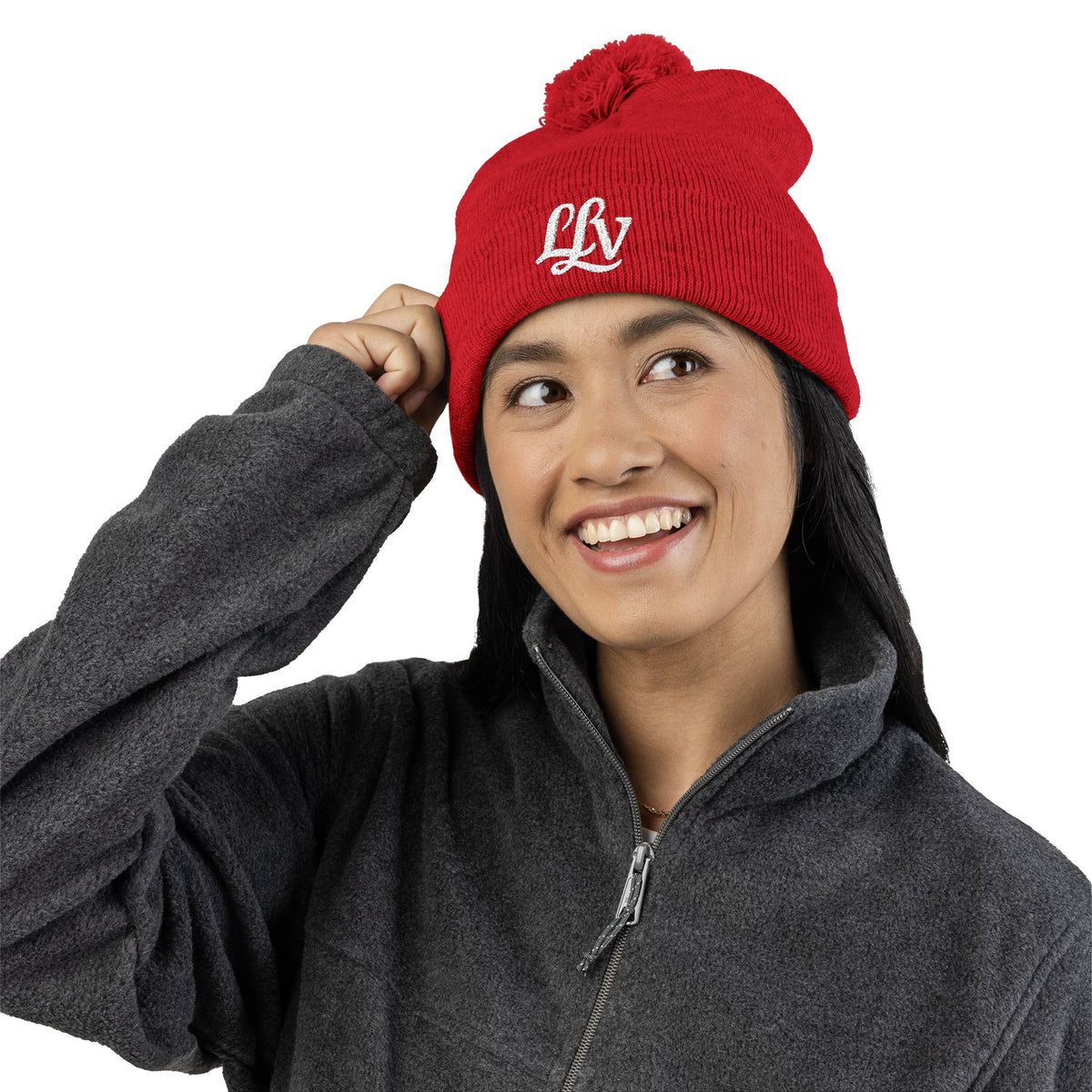 Embroidered Pom-Pom Knit Beanie —  LLV Winter Hat