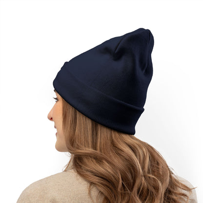 Embroidered LLV Knit Beanie – Cozy Black Cuffed Winter Hat