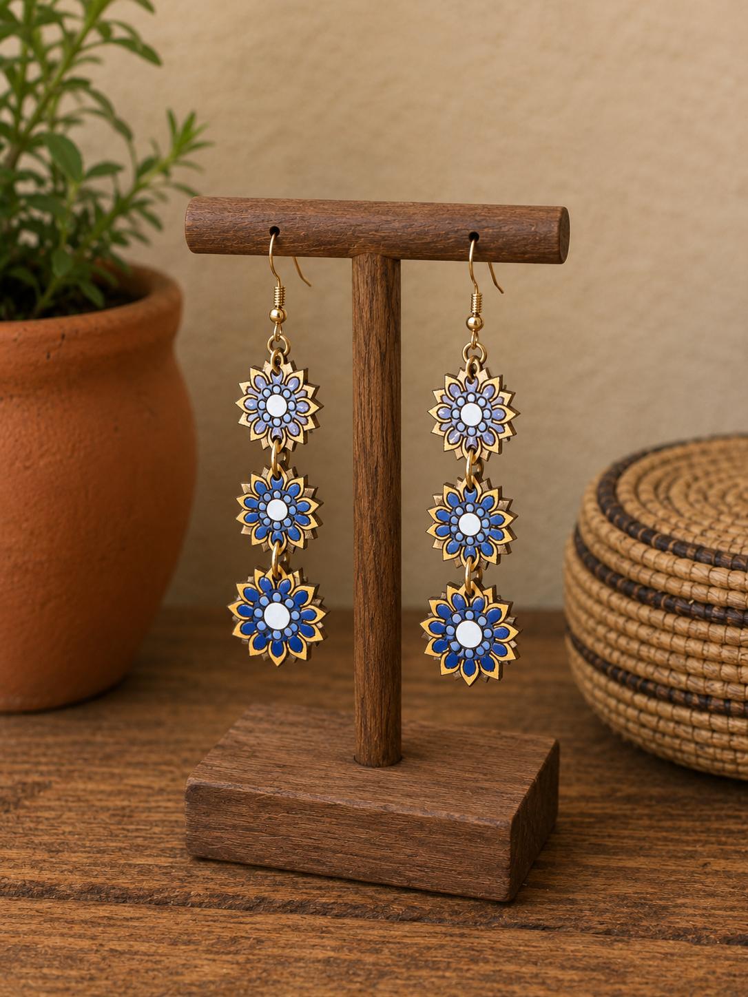 Pachamama Painted Wood Earrings