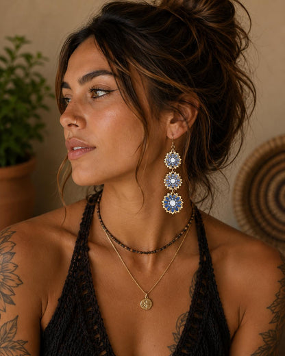 Pachamama Painted Wood Earrings
