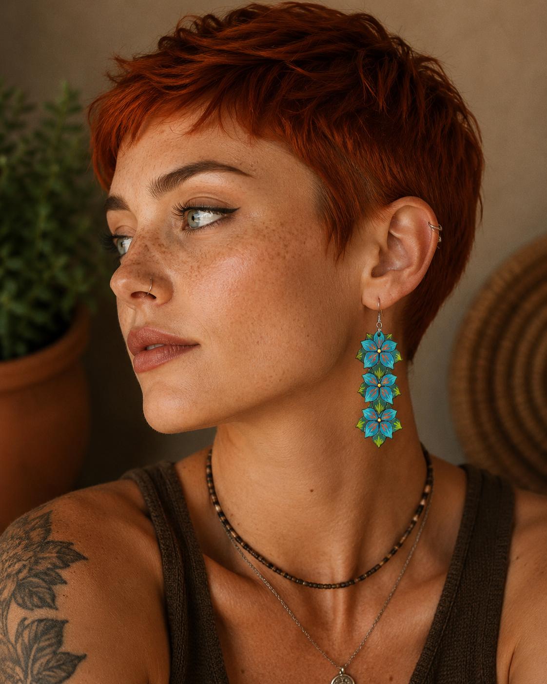 Pachamama Painted Wood Earrings